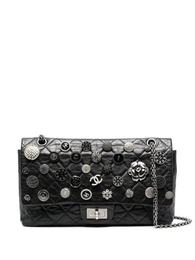 Pre-owned Chanel 2009- 2010 2.55 Double Flap Shoulder Bag In Black