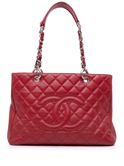 Pre-owned Chanel 2009-2010 Caviar Grand Shopping Tote Bag In Red