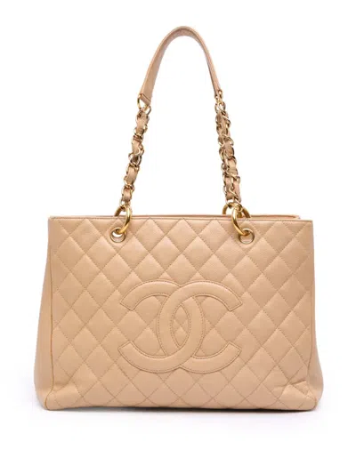 Pre-owned Chanel 2009-2010 Caviar Grand Shopping Tote Bag In Brown