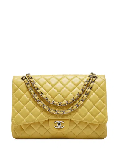 Pre-owned Chanel 2009-2010 Classic Flap Shoulder Bag In Yellow