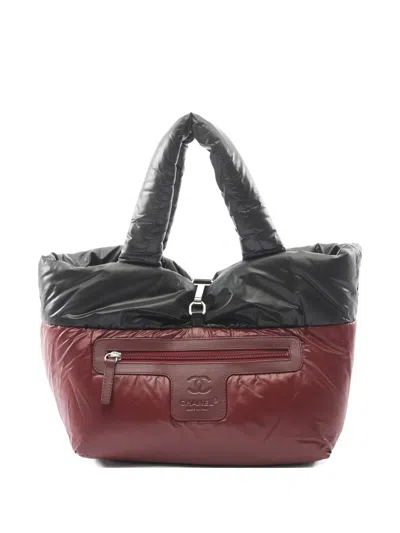 Pre-owned Chanel 2009-2010 Coco Quilted Reversible Tote Bag In Black