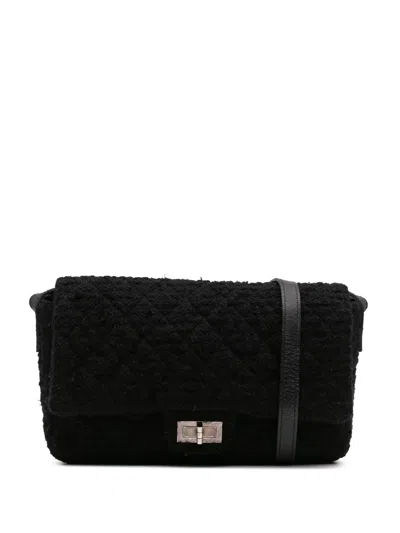 Pre-owned Chanel 2009-2010 Jumbo Reissue 2.55 Quilted Tweed Easy Messenger Flap Crossbody Bag