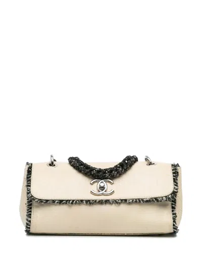 Pre-owned Chanel 2009-2010 Lambskin Tweedy Flap Shoulder Bag In Brown