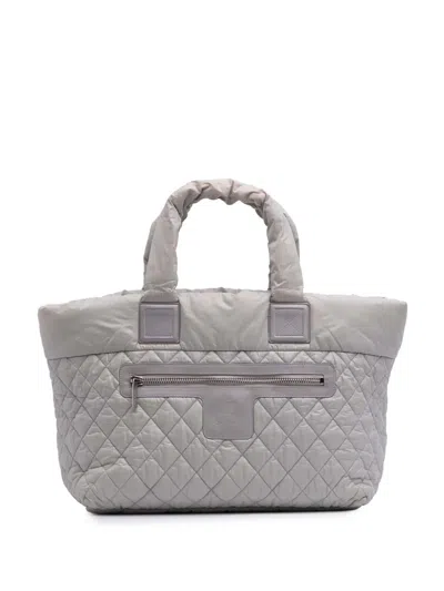 Pre-owned Chanel 2009-2010 Large Nylon Coco Cocoon Tote Bag In Gray