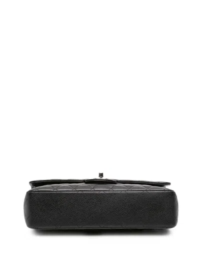Pre-owned Chanel 2009-2010 Medium Classic Caviar Double Flap Shoulder Bag In Black