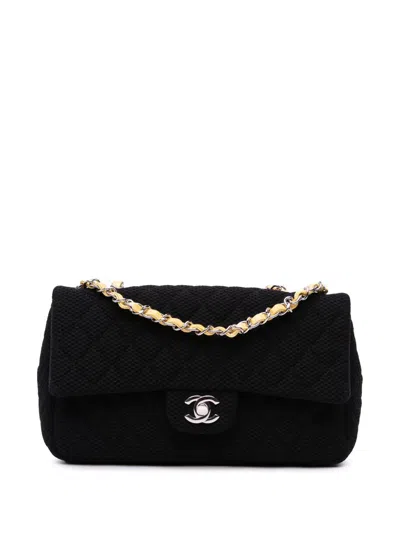 Pre-owned Chanel 2009-2010 Medium Classic Mesh Single Flap Shoulder Bag In Black