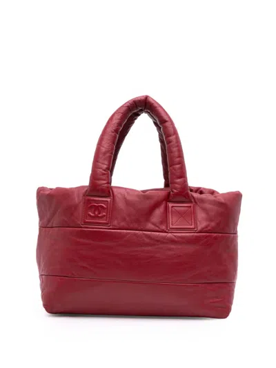 Pre-owned Chanel 2009-2010 Medium Lambskin Coco Cocoon Tote Bag In Red