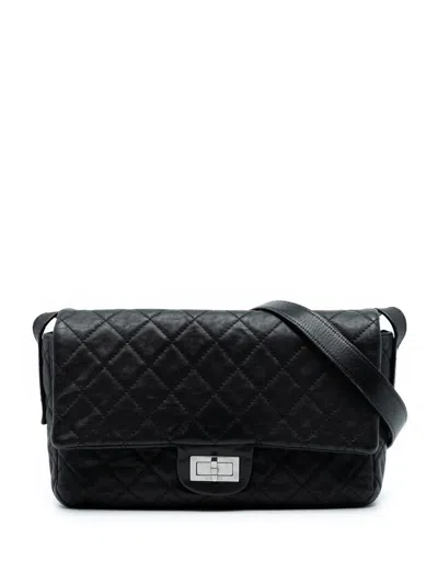 Pre-owned Chanel 2009-2010 Quilted Calfskin Reissue 2.55 Easy Messenger Flap Crossbody Bag In Black