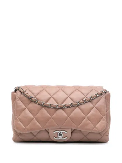 Pre-owned Chanel 2009-2010 Quilted Lambskin 3 Accordion Flap Shoulder Bag In Brown