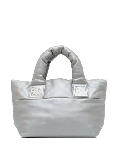 Pre-owned Chanel 2009-2010 Small Lambskin Coco Cocoon Reversible Tote Bag In Silver