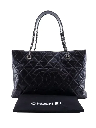 Pre-owned Chanel 2009-2010 Wrinkled Patent Grand Shopping Xl Tote Bag In Brown