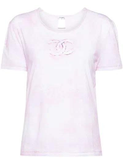 Pre-owned Chanel 2009 Brushed Detail T-shirt In 粉色