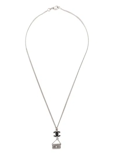 Pre-owned Chanel 2009 Cc Bag Pendant Necklace In Gold