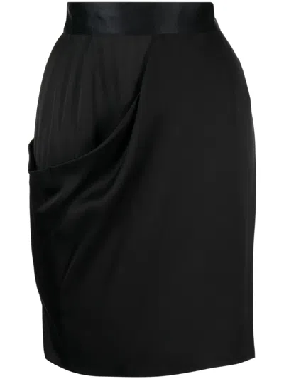 Pre-owned Chanel 2009 Draped Silk Miniskirt In Black