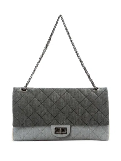 Pre-owned Chanel 2009 Large 2.55 Reissue Shoulder Bag In Grey