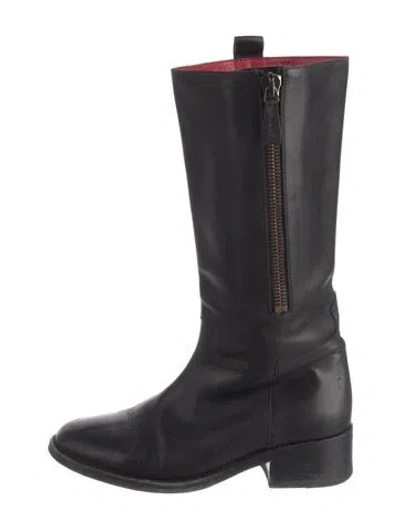 Pre-owned Chanel 2009 Leather Riding Boots In Black