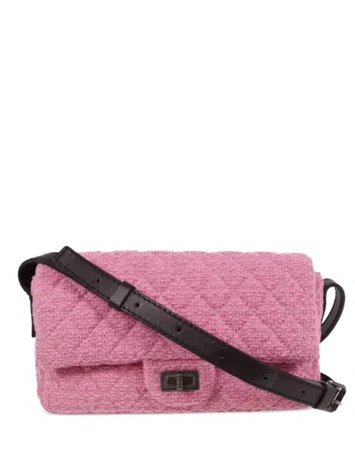Pre-owned Chanel 2009 Mademoiselle Lock Tweed Shoulder Bag In Pink