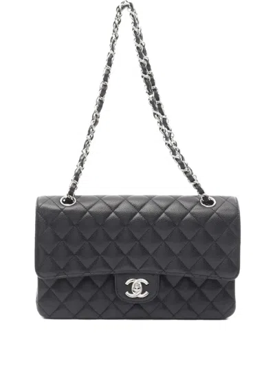 Pre-owned Chanel 2009 Medium Classic Flap Shoulder Bag In Black