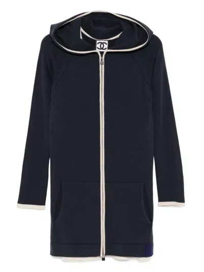 Pre-owned Chanel 2009 Sport Line Setup Suit Jacket Sleeveless Dress In Blue