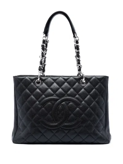Pre-owned Chanel 2009-2010 Caviar Grand Shopping Tote Bag In Black