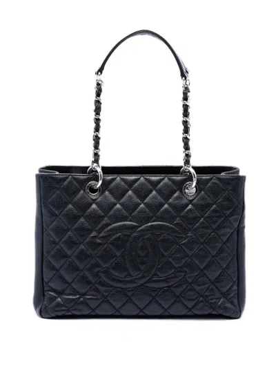 Pre-owned Chanel 2009-2010 Caviar Grand Shopping Tote Bag In Black