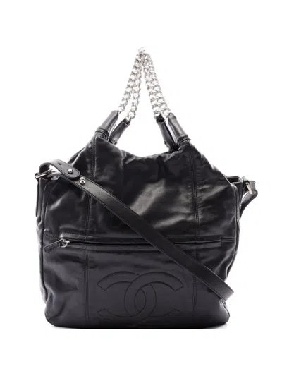Pre-owned Chanel 2009-2010 Coco Mark Chain Tote Bag In Black