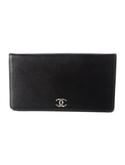 Pre-owned Chanel 2009-2010 Interlocking Cc Logo Bifold Wallet In Black