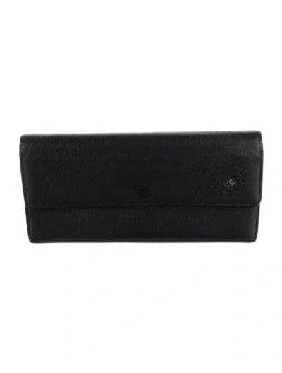 Pre-owned Chanel 2009-2010 Interlocking Cc Logo Trifold Wallet In Black