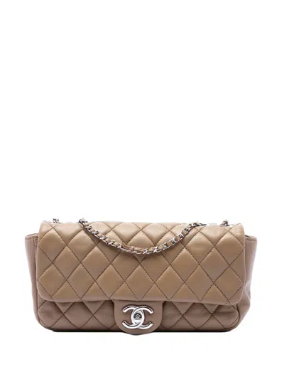 Pre-owned Chanel 2009-2010 Medium Quilted Lambskin Coco Rain Flap Shoulder Bag In Brown