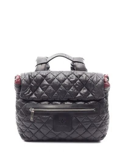 Pre-owned Chanel 2009-2010 Nylon Coco Cocoon Backpack In Black