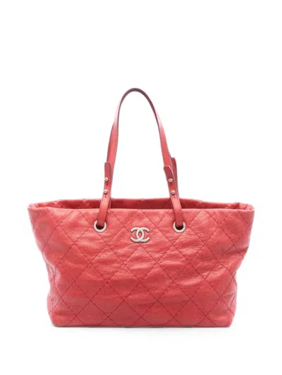 Chanel 2009-2010 On The Road Quilted Tote Bag In Red