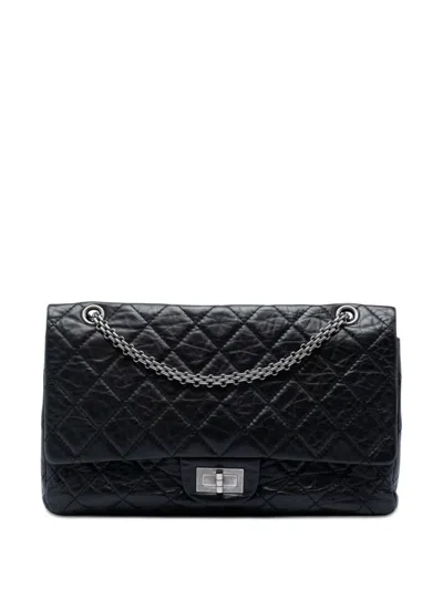 Pre-owned Chanel 2009-2010 Quilted Aged Calfskin Reissue 2.55 Double Flap 227 Shoulder Bag In Black