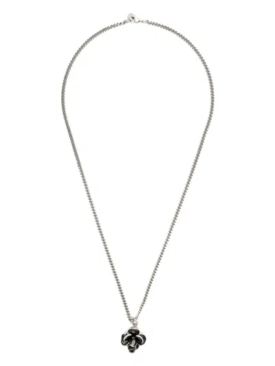 Pre-owned Chanel 2009s Camélia Flower-pendant Necklace In Silver