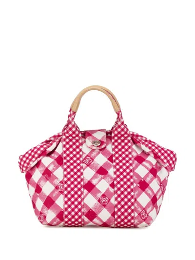 Pre-owned Chanel 2010-2011 Canvas Gingham Handbag In Pink