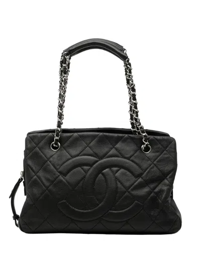 Pre-owned Chanel 2010-2011 Cc Quilted Caviar Soft Tote Bag In Black