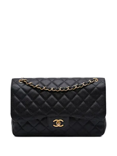 Pre-owned Chanel 2010-2011 Jumbo Classic Caviar Double Flap Shoulder Bag
