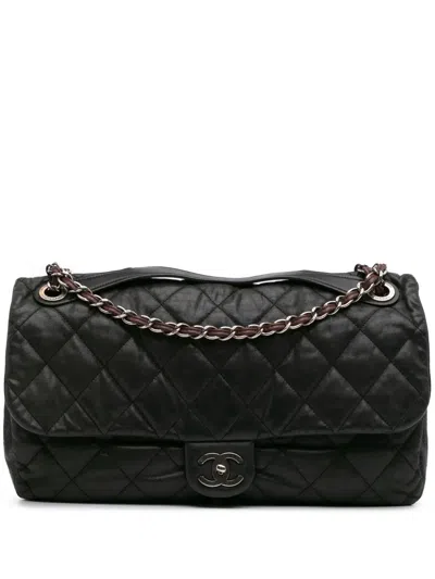 Pre-owned Chanel 2010-2011 Jumbo Iridescent Calfskin In The Mix Flap Satchel