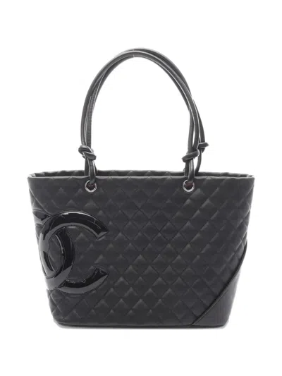 Pre-owned Chanel 2010-2011 Large Cambon Quilted Logo-detail Tote Bag In Black