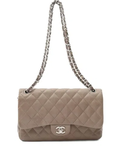 Pre-owned Chanel 2010-2011 Large Double Flap Shoulder Bag In Brown