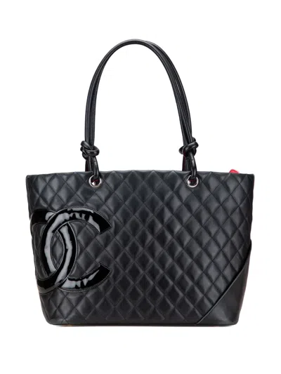 Pre-owned Chanel 2010-2011 Large Quilted Calfskin Cambon Ligne Tote Bag In Black