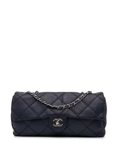 Pre-owned Chanel 2010-2011 Large Quilted Lambskin Ultimate Stitch Flap Shoulder Bag In Blue