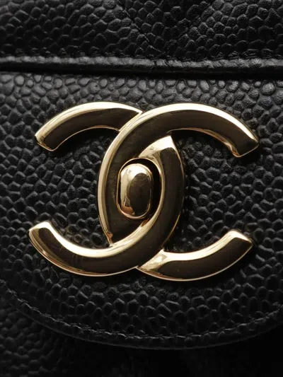 Pre-owned Chanel 2010-2011 Maxi Classic Caviar Double Flap Shoulder Bag In Black