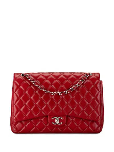 Pre-owned Chanel 2010-2011 Maxi Classic Caviar Double Flap Shoulder Bag In Red