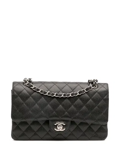 Pre-owned Chanel 2010-2011 Medium Classic Caviar Double Flap Shoulder Bag In Black