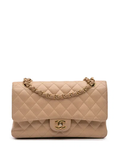 Pre-owned Chanel 2010-2011 Medium Classic Caviar Double Flap Shoulder Bag In Brown