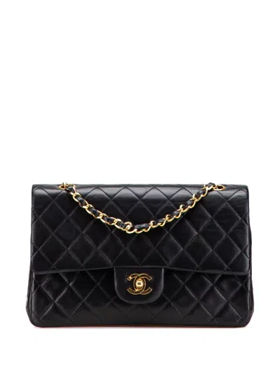 Pre-owned Chanel 2010-2011 Medium Classic Lambskin Double Flap Shoulder Bag In Black