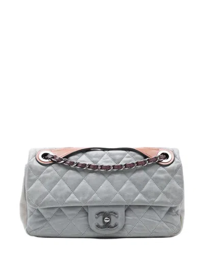 Pre-owned Chanel 2010-2011 Medium Iridescent Calfskin In The Mix Flap Satchel In Gray