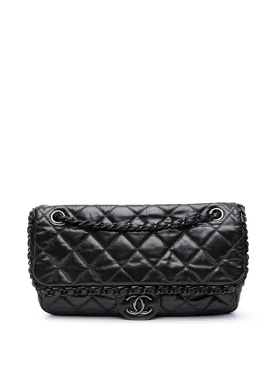 Pre-owned Chanel 2010-2011 Medium Quilted Metallic Aged Calfskin Chain Me Flap Shoulder Bag In Gray
