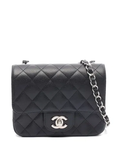 Pre-owned Chanel 2010-2011 Mini Square Classic Flap Shoulder Bag In Black
