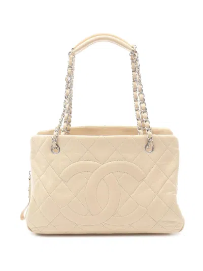 Pre-owned Chanel 2010-2011 Petite Caviar Timeless Tote Bag In White